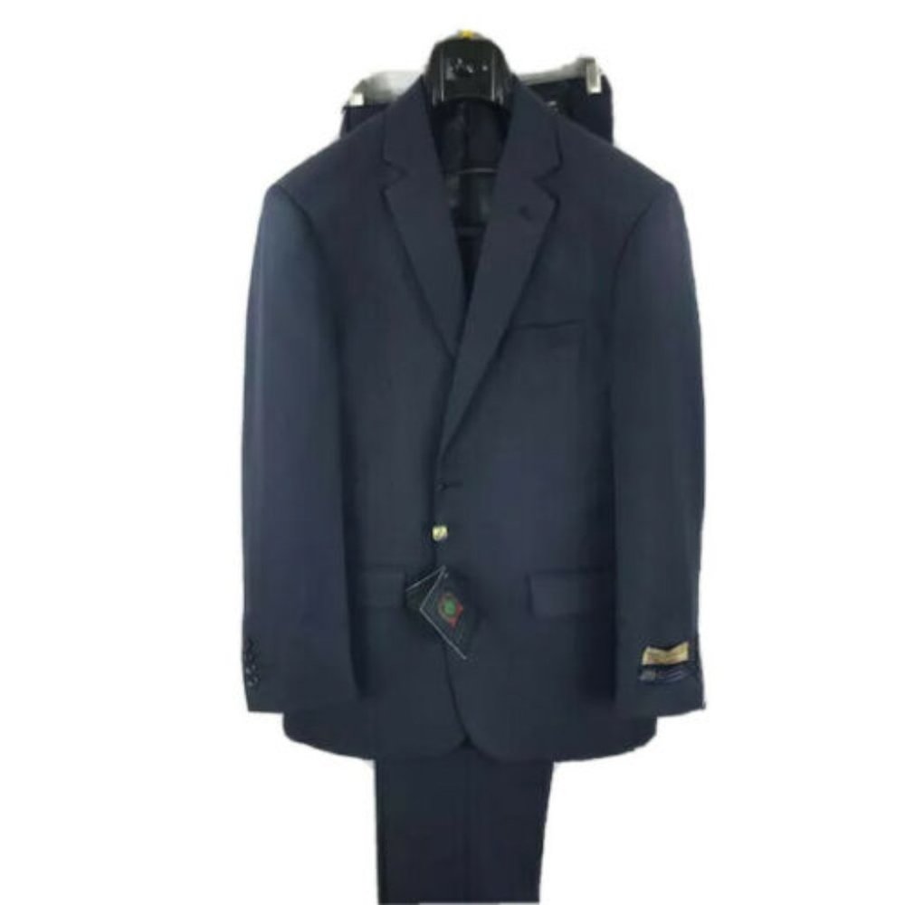 Elegante Gentiluomo Men Suit 2 Piece Navy 2 Button Flat Front Pants Size 38R